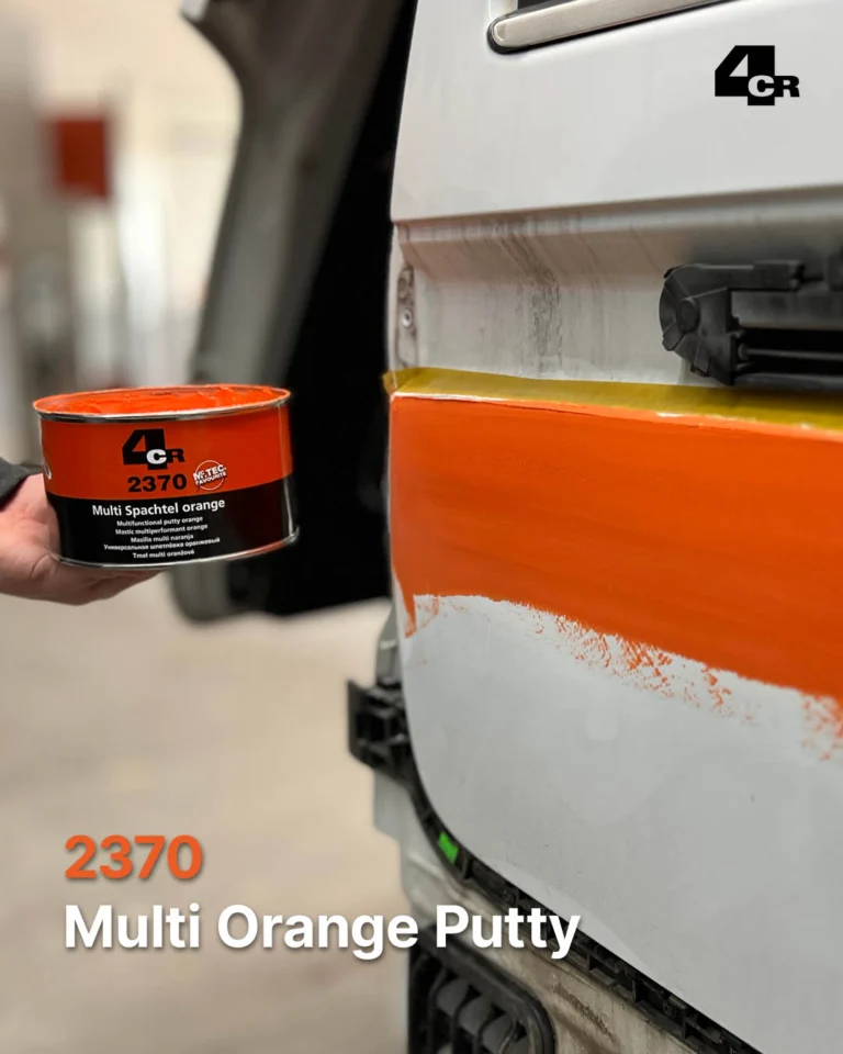 Discover our advanced putties designed for smooth, precise repairs of vehicle bodywork. Our 2370 is easy to sand, a light filler perfect for leveling dents and unevenness in car repairs by filling imperfections efficiently 🔸➡ https://4cr.com/product/putties/2370-multi-orange-putty/